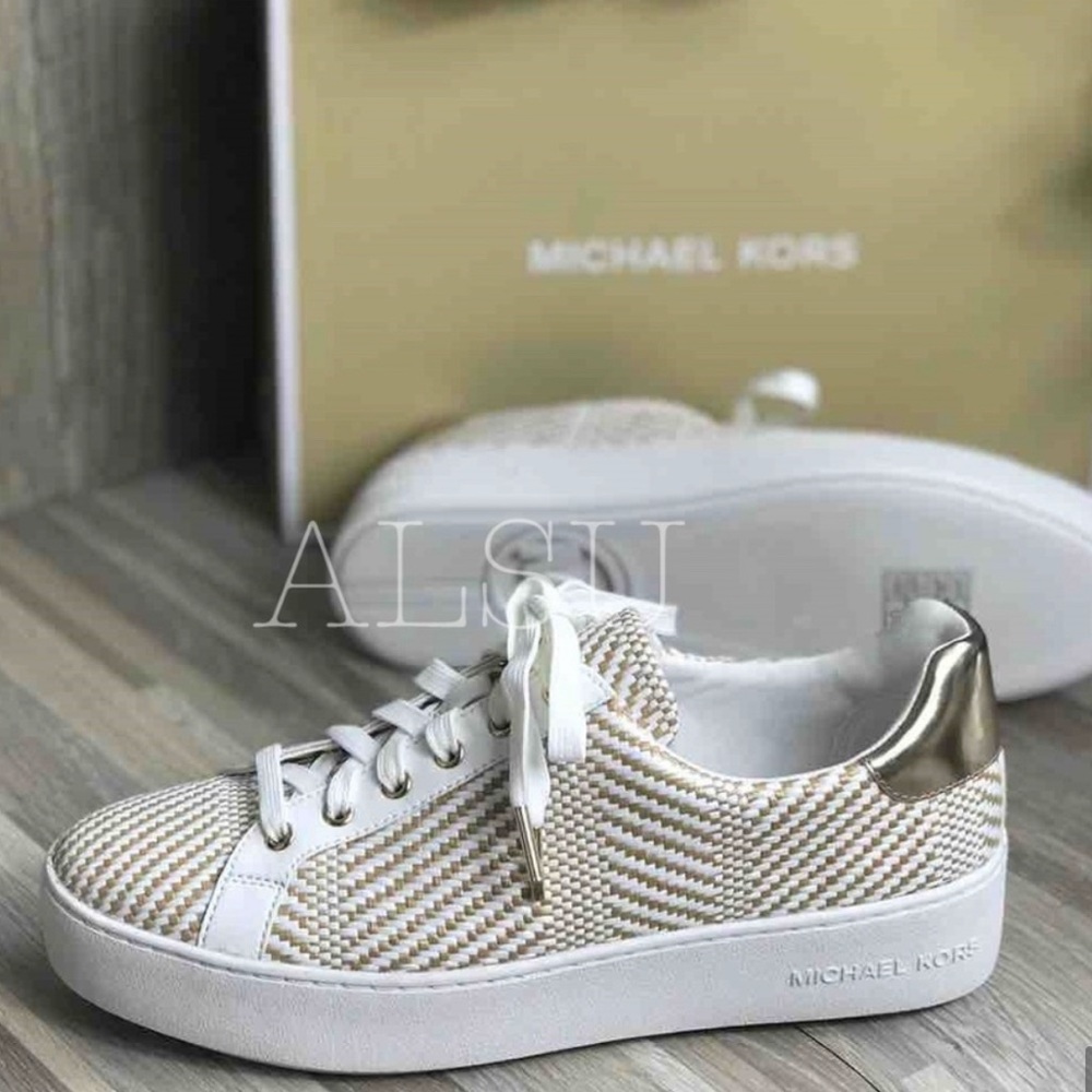 🌸Sale🌸 Michael Kors Poppy Lace Up Diagonal Weave Natural Size 9.5 49S9POFS3D - Picture 8 of 8